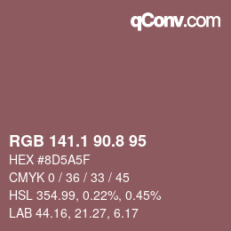 Color code: RGB 141.1 90.8 95 | qconv.com