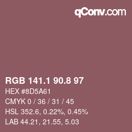 カラーコード: RGB 141.1 90.8 97 | qconv.com