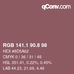 カラーコード: RGB 141.1 90.8 98 | qconv.com