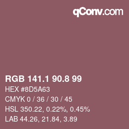 Color code: RGB 141.1 90.8 99 | qconv.com