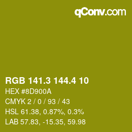 カラーコード: RGB 141.3 144.4 10 | qconv.com