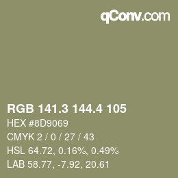カラーコード: RGB 141.3 144.4 105 | qconv.com