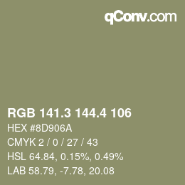 カラーコード: RGB 141.3 144.4 106 | qconv.com