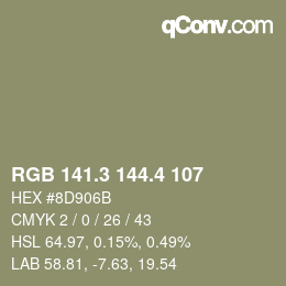 カラーコード: RGB 141.3 144.4 107 | qconv.com