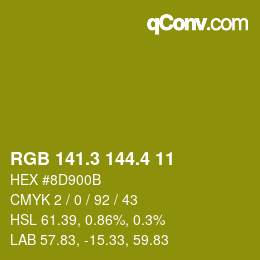 カラーコード: RGB 141.3 144.4 11 | qconv.com
