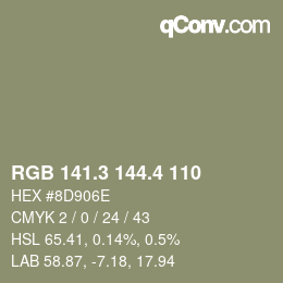 カラーコード: RGB 141.3 144.4 110 | qconv.com