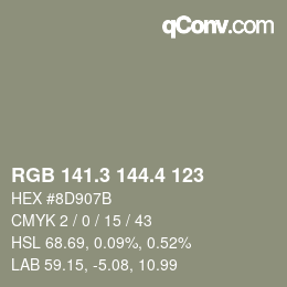 カラーコード: RGB 141.3 144.4 123 | qconv.com