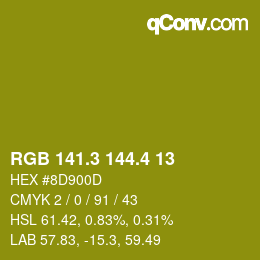 カラーコード: RGB 141.3 144.4 13 | qconv.com