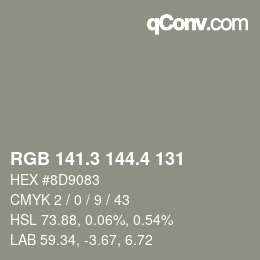 カラーコード: RGB 141.3 144.4 131 | qconv.com