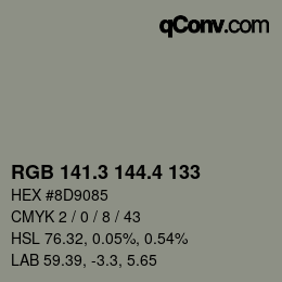 カラーコード: RGB 141.3 144.4 133 | qconv.com