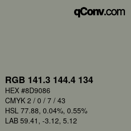 カラーコード: RGB 141.3 144.4 134 | qconv.com