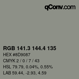 カラーコード: RGB 141.3 144.4 135 | qconv.com