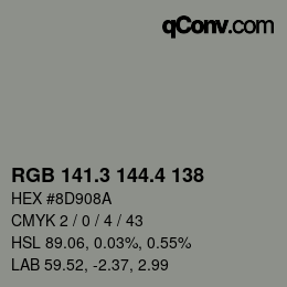 カラーコード: RGB 141.3 144.4 138 | qconv.com