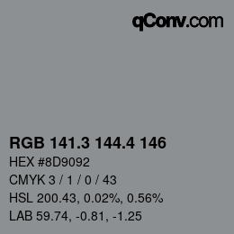 カラーコード: RGB 141.3 144.4 146 | qconv.com