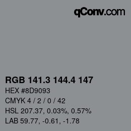 カラーコード: RGB 141.3 144.4 147 | qconv.com