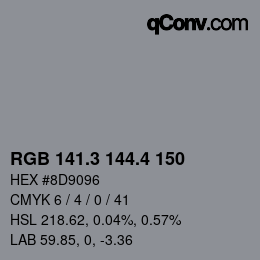カラーコード: RGB 141.3 144.4 150 | qconv.com