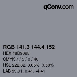 カラーコード: RGB 141.3 144.4 152 | qconv.com