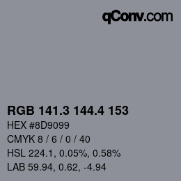 カラーコード: RGB 141.3 144.4 153 | qconv.com