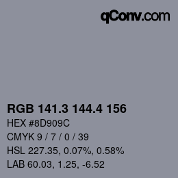 カラーコード: RGB 141.3 144.4 156 | qconv.com