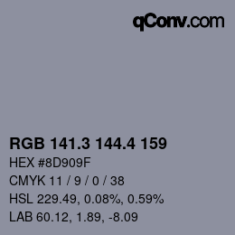カラーコード: RGB 141.3 144.4 159 | qconv.com