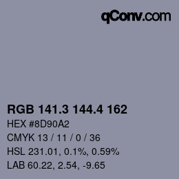 カラーコード: RGB 141.3 144.4 162 | qconv.com