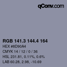 カラーコード: RGB 141.3 144.4 164 | qconv.com