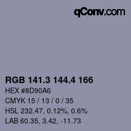 カラーコード: RGB 141.3 144.4 166 | qconv.com