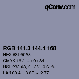 カラーコード: RGB 141.3 144.4 168 | qconv.com
