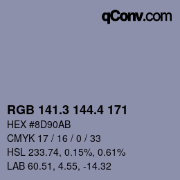 カラーコード: RGB 141.3 144.4 171 | qconv.com