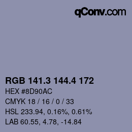 カラーコード: RGB 141.3 144.4 172 | qconv.com