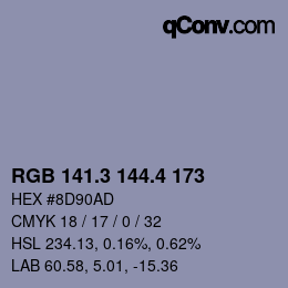 カラーコード: RGB 141.3 144.4 173 | qconv.com