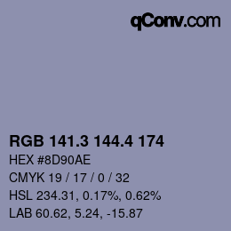 カラーコード: RGB 141.3 144.4 174 | qconv.com