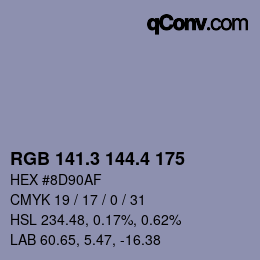 カラーコード: RGB 141.3 144.4 175 | qconv.com