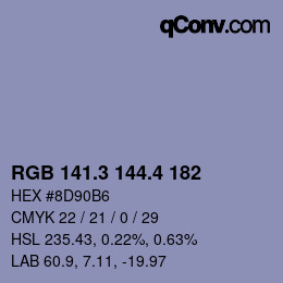 カラーコード: RGB 141.3 144.4 182 | qconv.com