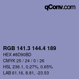 カラーコード: RGB 141.3 144.4 189 | qconv.com