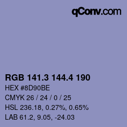 カラーコード: RGB 141.3 144.4 190 | qconv.com