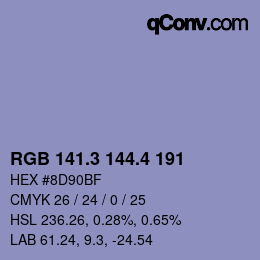 カラーコード: RGB 141.3 144.4 191 | qconv.com