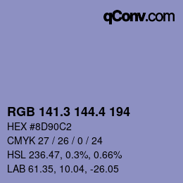 カラーコード: RGB 141.3 144.4 194 | qconv.com