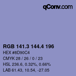 カラーコード: RGB 141.3 144.4 196 | qconv.com