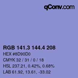 カラーコード: RGB 141.3 144.4 208 | qconv.com
