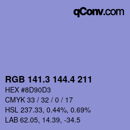 カラーコード: RGB 141.3 144.4 211 | qconv.com
