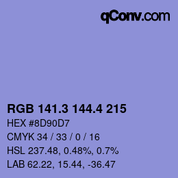 カラーコード: RGB 141.3 144.4 215 | qconv.com
