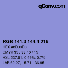 カラーコード: RGB 141.3 144.4 216 | qconv.com