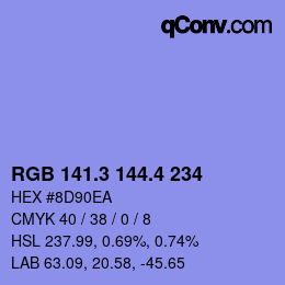 カラーコード: RGB 141.3 144.4 234 | qconv.com