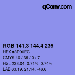 カラーコード: RGB 141.3 144.4 236 | qconv.com