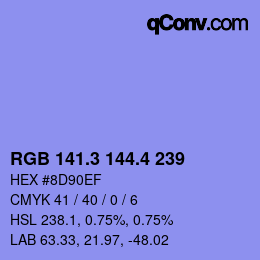カラーコード: RGB 141.3 144.4 239 | qconv.com
