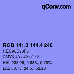 カラーコード: RGB 141.3 144.4 248 | qconv.com