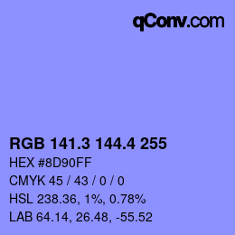カラーコード: RGB 141.3 144.4 255 | qconv.com