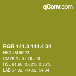 カラーコード: RGB 141.3 144.4 34 | qconv.com