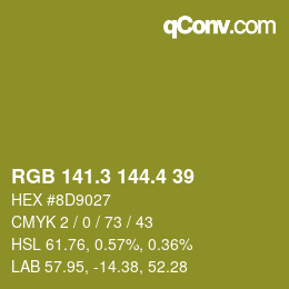 カラーコード: RGB 141.3 144.4 39 | qconv.com